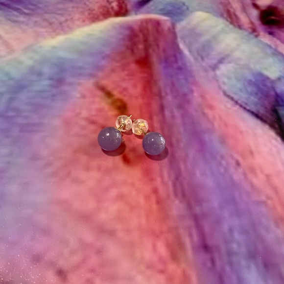 Amethyst Ball Stud Earrings - Picture 2 of 9